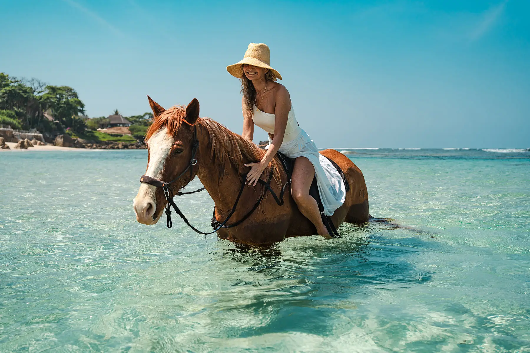 Horses on a wide Sumba beach