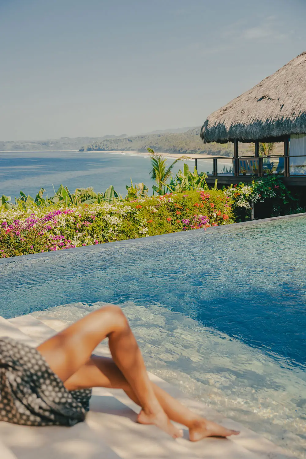 Private villa pool with ocean view